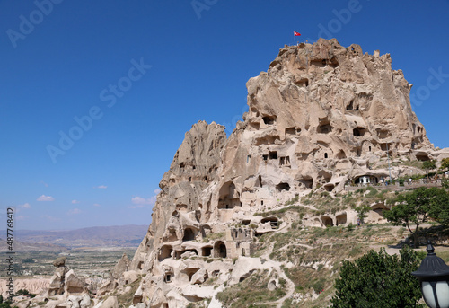 landscape view of uchisar castle in cappadocia