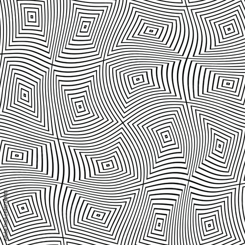 Abstract pattern of wavy stripes or rippled 3D relief black and white lines background. Vector twisted curved stripe modern trendy.Abstract seamless Pattern for Printed Design Tshirt Pillow. © prateek