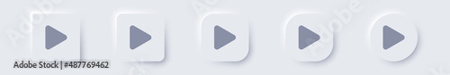 play icon neomorphism design white button video audio player start circle navigate arrow game begin sign symbol