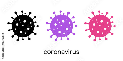 コロナウイルス, ウイルス, 細菌のベクターアイコンセットイラスト