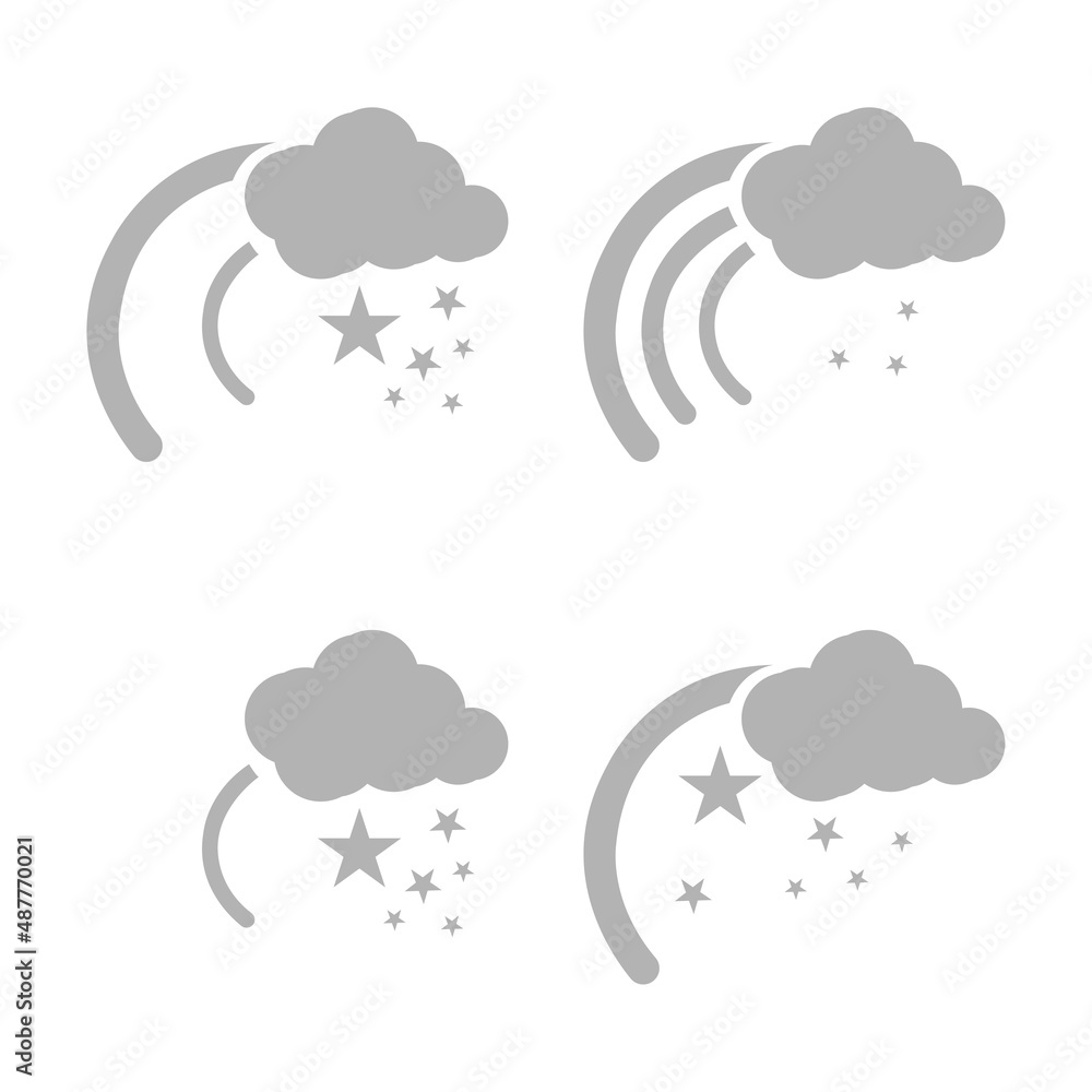 icon of clouds and rainbow, and stars on a white background, vector illustration icon of clouds and rainbow, and stars on a white background, vector illustration
