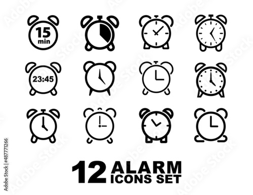 alarm clock icons line transparent for web apps and newborn metric
