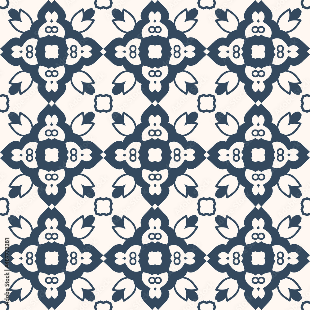 Black and white seamless pattern with arabesques