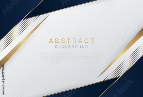 Abstract template dark blue luxury .premium background with luxury triangles .pattern and gold lighting lines on .background white.Luxury and elegant .design. Vector illustration