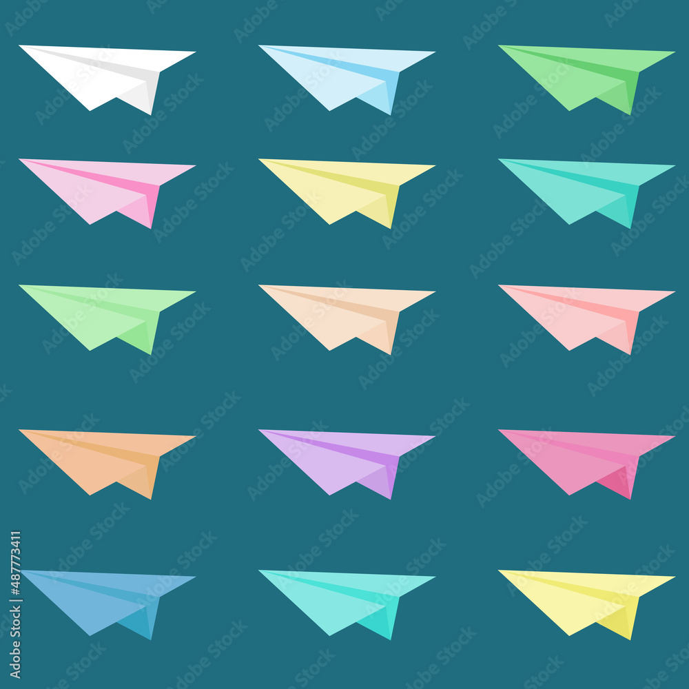 Colorful paper airplanes on a blue background Colorful paper airplanes on a blue background