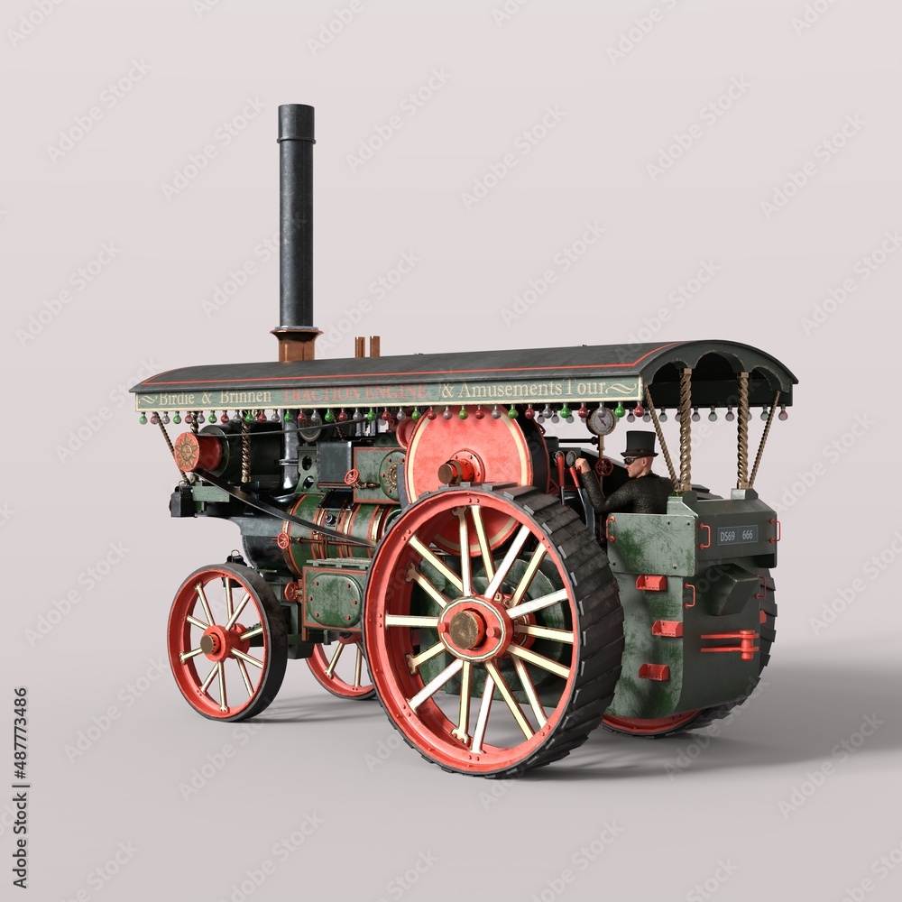 3D-illustration of a victorian steampunk model. isolated rendering object