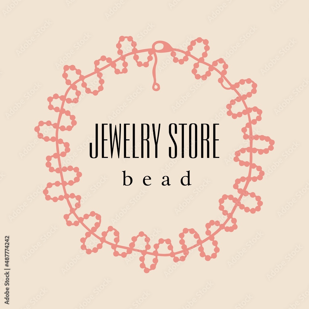 Jewelry store vector logo, branding. Hand-drawn beaded beads, text in the center. Flat design, all elements are isolated. Jewelry store vector logo, branding. Hand-drawn beaded beads, text in the center. Flat design, all elements are isolated.
