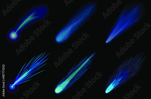 Set of comet, vector illustration
