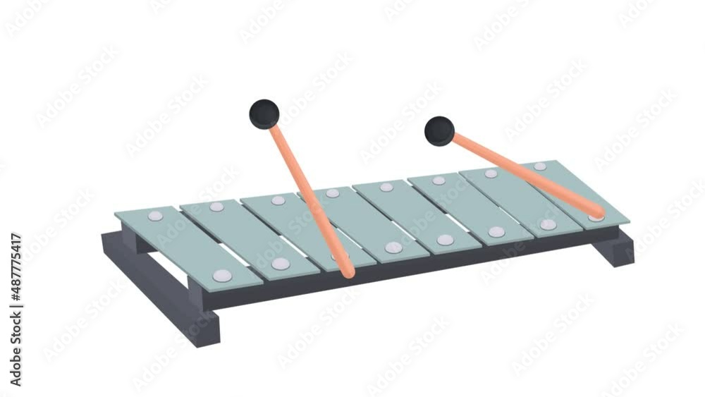 Xylophone. Animation of a musical instrument, alpha channel is turned
