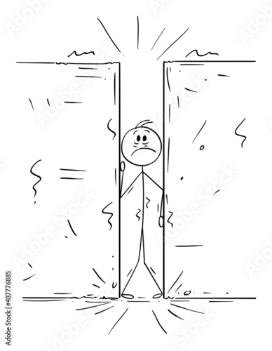 Businessman or Person under pressure, Vector Cartoon Stick Figure Illustration