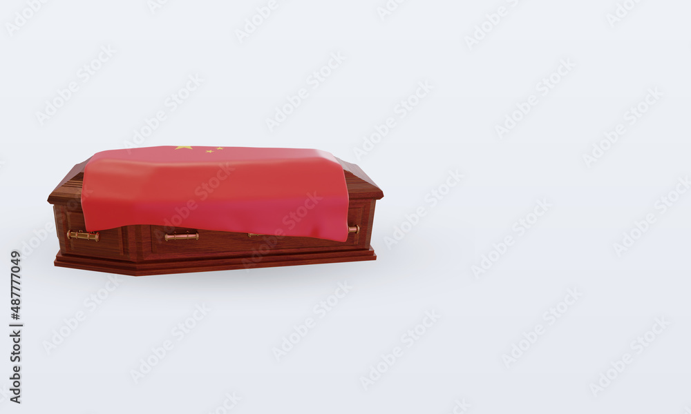 3d coffin China flag rendering left view 3d coffin China flag rendering left view