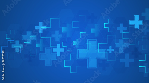 Abstract blue healthy and medical background. Medical, technology or science design. Minimal graphic concept. Vector illustration.