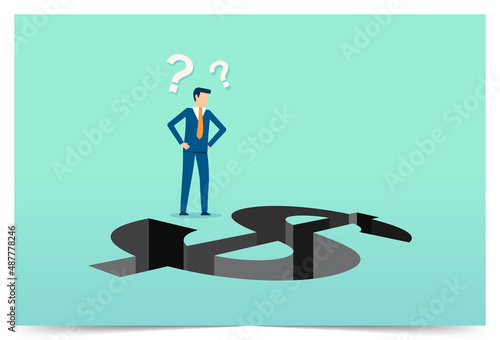 Businessman looking at trap with money, incentive trap business, loan and debt, money trap, finance problem