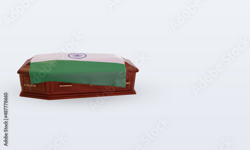 3d coffin India flag rendering left view