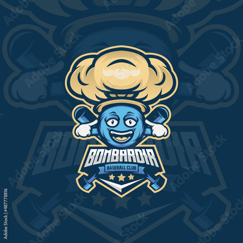 Bomb Mascot Logo Design Illustration For Baseball Club