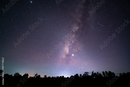 Milky way dark sky and starry loop. Milky way night sky and star.