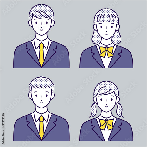 ブレザーの女子生徒と男子生徒のイラスト 