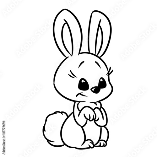 Rabbit small illustration cartoon contour line