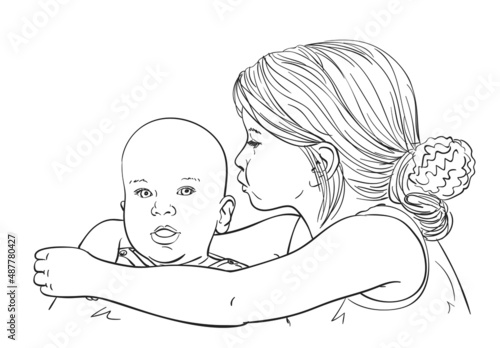 kids older sister girl and little brother boy siblings love vector sketch