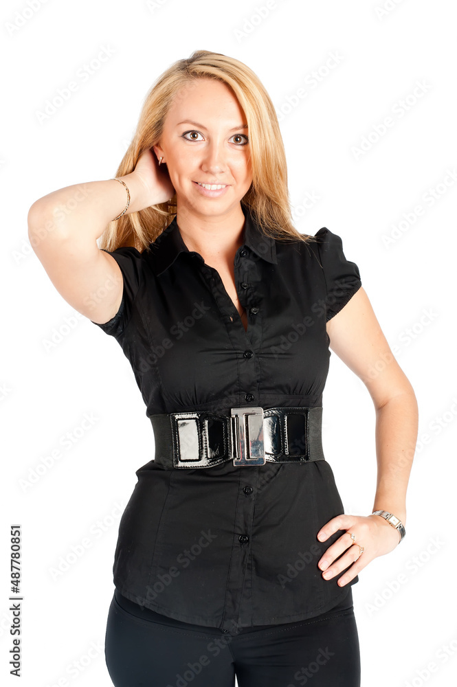 Young pretty woman over white background Young pretty woman over white background