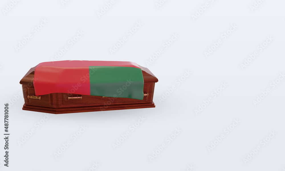 3d coffin Oman flag rendering left view 3d coffin Oman flag rendering left view
