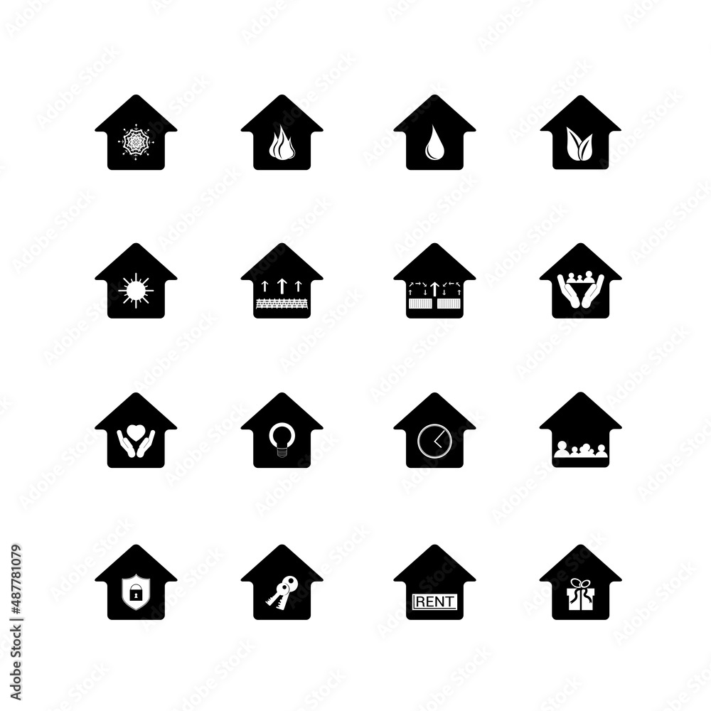 House vector icon set. Home illustration sign collection. Building symbol. Monochrome. House vector icon set. Home illustration sign collection. Building symbol. Monochrome.