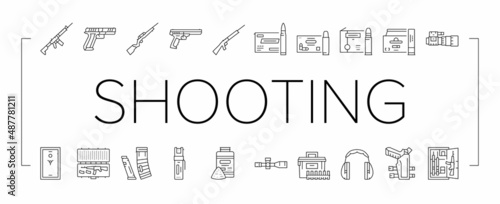 Shooting Weapon And Accessories Icons Set Vector . photo
