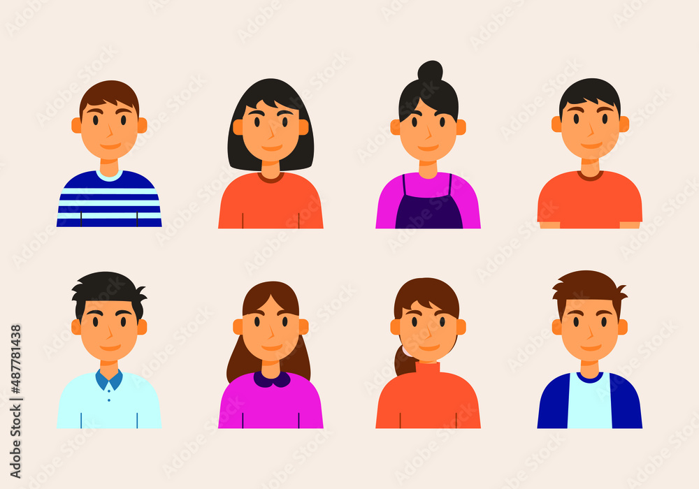 Flat Hand Drawn Portrait Illustration Collection Flat Hand Drawn Portrait Illustration Collection