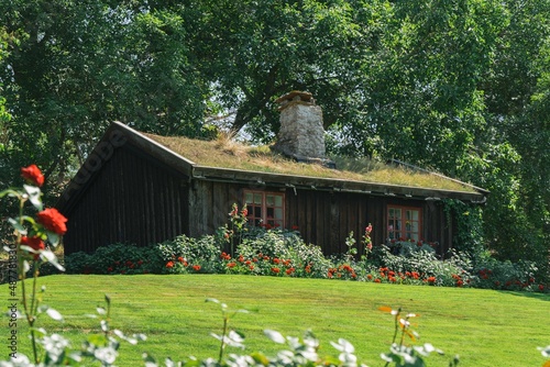 Holzhütte im Park des Schloss Soliden auf Öland in Schweden photo