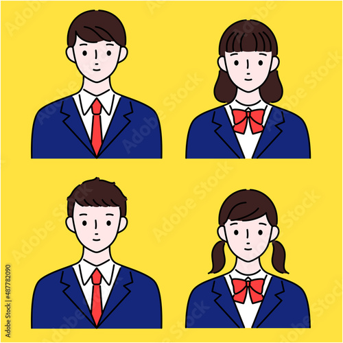 ブレザーの女子生徒と男子生徒のイラスト