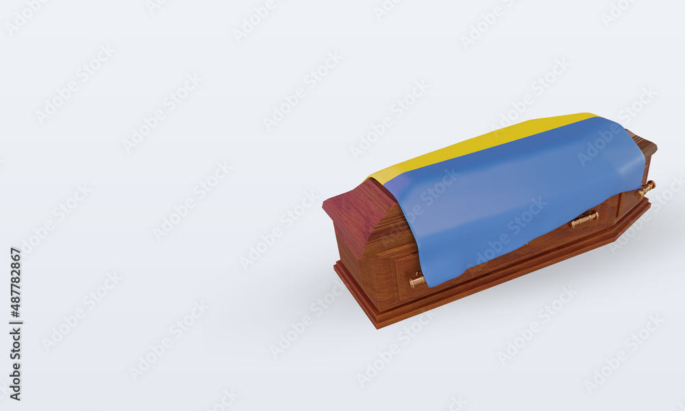 3d coffin Ukraine flag rendering right view