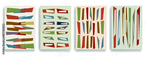 Vintage poster with mid century modern design elements . Wall art , home deco . Vector abstract shape.