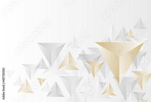 Fototapeta Naklejka Na Ścianę i Meble -  Grey and golden triangles abstract geometric graphic design. Luxury background, Wallpaper, Banner, Vector illustration