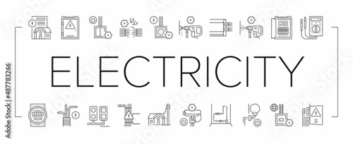 Electrical Installation Tool Icons Set Vector .