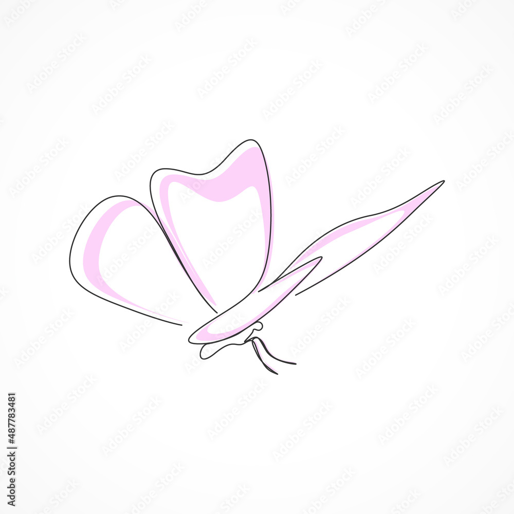 Beauty Flying Butterfly line art