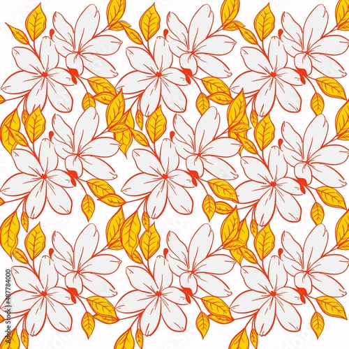 Tropical vintage white flowers background