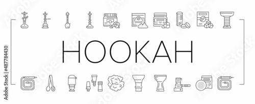 Hookah Tobacco Smoking Collection Icons Set Vector .