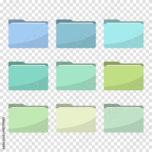 Folder icons set. All type of document, file formats vector illustration symbols collection. Computer folder, folders sign