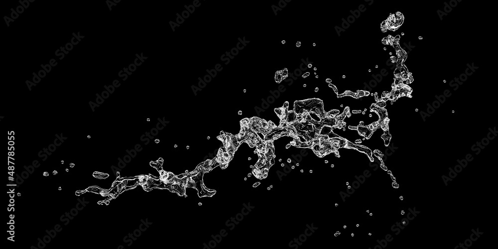 Water splash with bubbles of air on black background. 3d illustration. Water splash with bubbles of air on black background. 3d illustration.