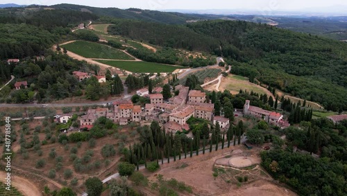 Drone fly in 4K Fiesole near Florence photo
