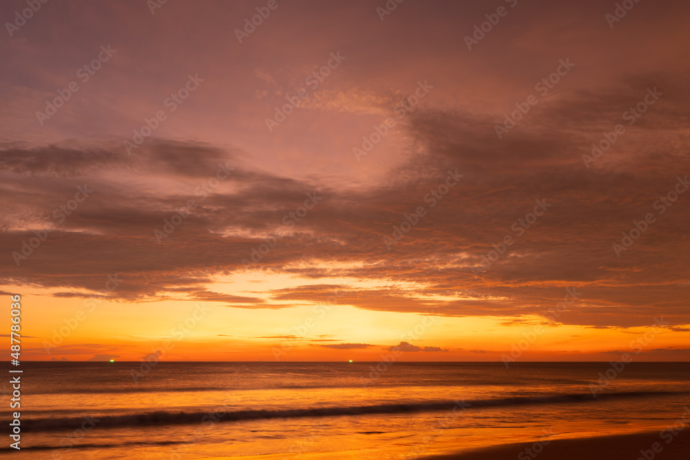Sunset on beach sea beautiful in nature