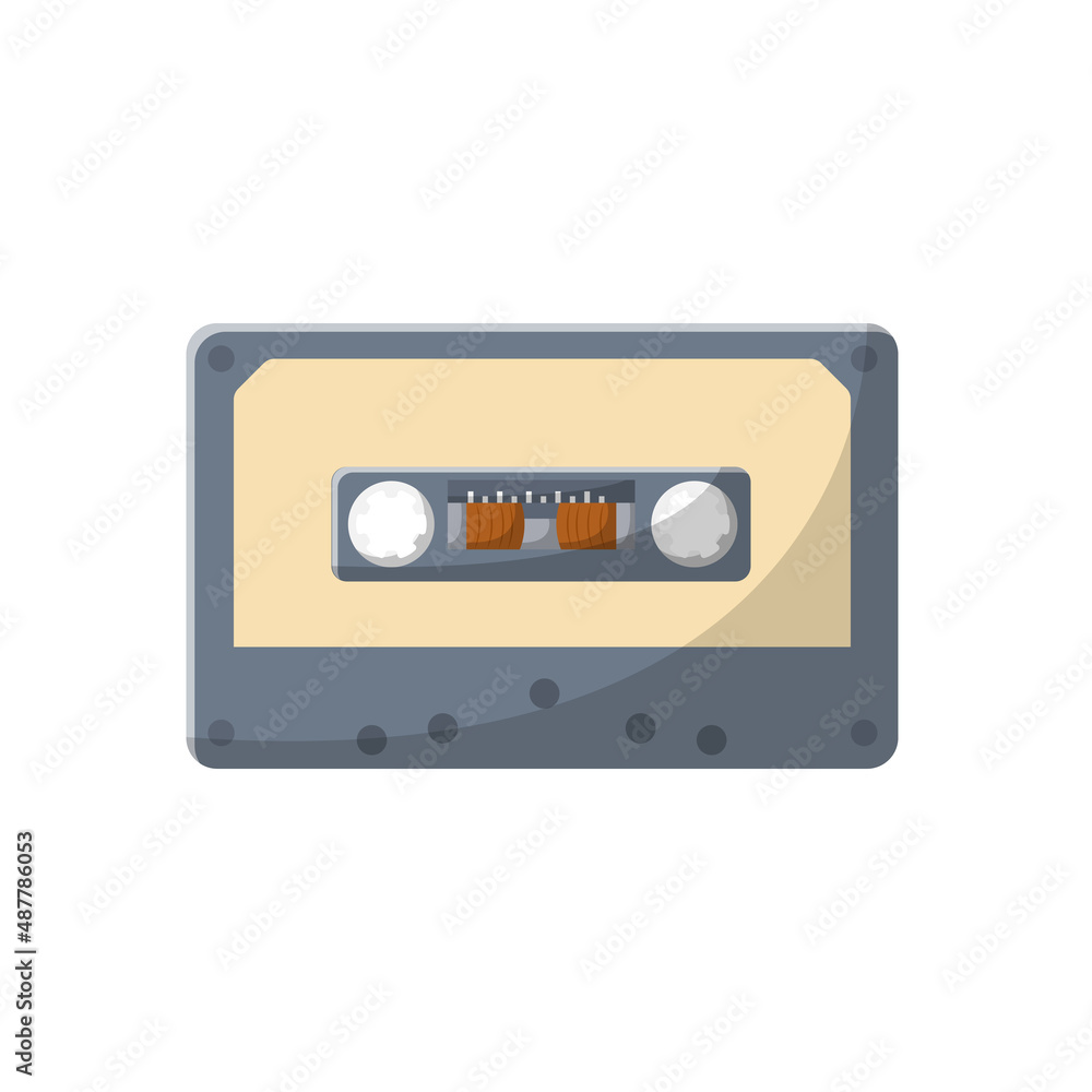 Cassette Flat Illustration. Clean Icon Design Element on Isolated White Background