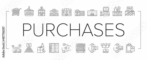 Purchases And Shopping Collection Icons Set Vector .