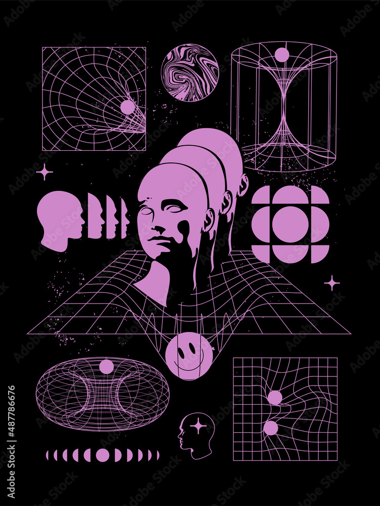 Abstract Mindvision Abstract human mind and imagination mental concept with human head ...