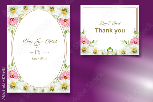 Elegant floral template wedding card