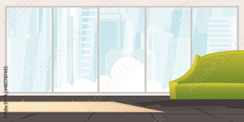 Room With a large panoramic window for your scenes. Vector in cartoon style.