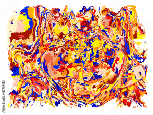 Liquid art, abstract colored chaotic smears painting, flowing colorful ink. Contemporary graphic concept for NFT digital gallery. Vector illustration