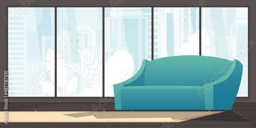 Room With a large panoramic window for your scenes. Vector illustration in a flat style.