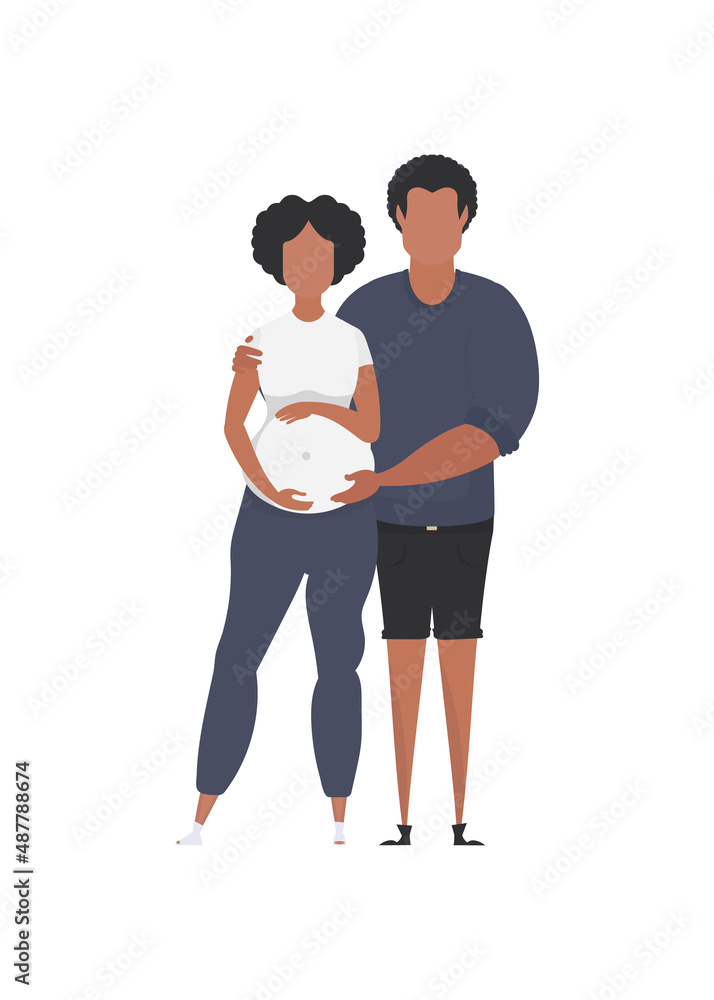 Man and pregnant woman in full growth. isolated. Happy pregnancy concept. Vector illustration in a flat style. Man and pregnant woman in full growth. isolated. Happy pregnancy concept. Vector illustration in a flat style.