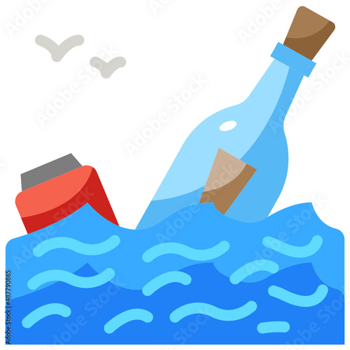 message in a bottle flat icon